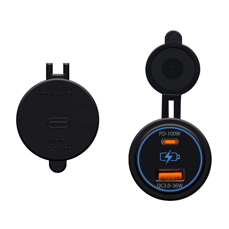 Bluejw 12V/24V Dual USB Car Charger, PD 100W Type C & 36W Type A Quick Charging Power Socket Adapter for Automobile, Boat, RV, Camper, Yacht - Image 2